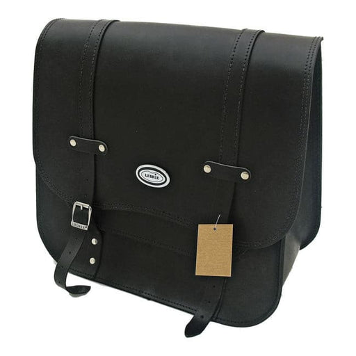 Ledrie, single leather saddlebag. 30 liter. Black.