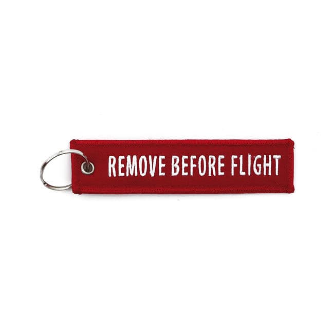 Avaimenperä Remove Before Flight, punainen/valkoinen.
