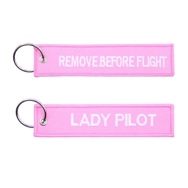 Avaimenperä Lady Pilot / Remove Before Flight, pinkki/valkoinen.