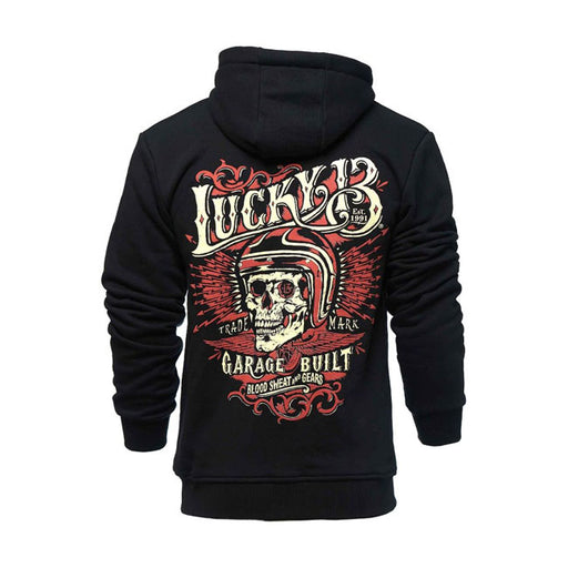 Lucky 13 Skull built zip hoodie black.