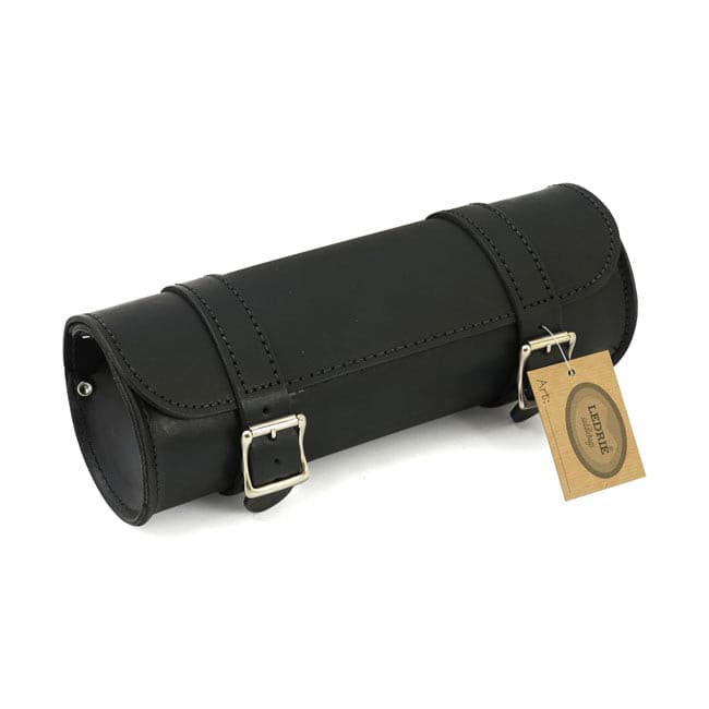 Ledrie, leather tool roll. Black with chrome buckles