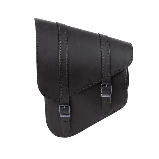 Ledrie, full leather swing arm bag left, 9 liter. Black